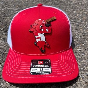 Ribby at Bat 3D Snapback Trucker Hat- Red/ White